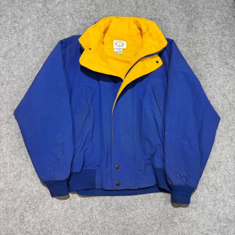 Vintage Nautica Competition Bomber Jacket Mens Large Blue Yellow Fleece Lined